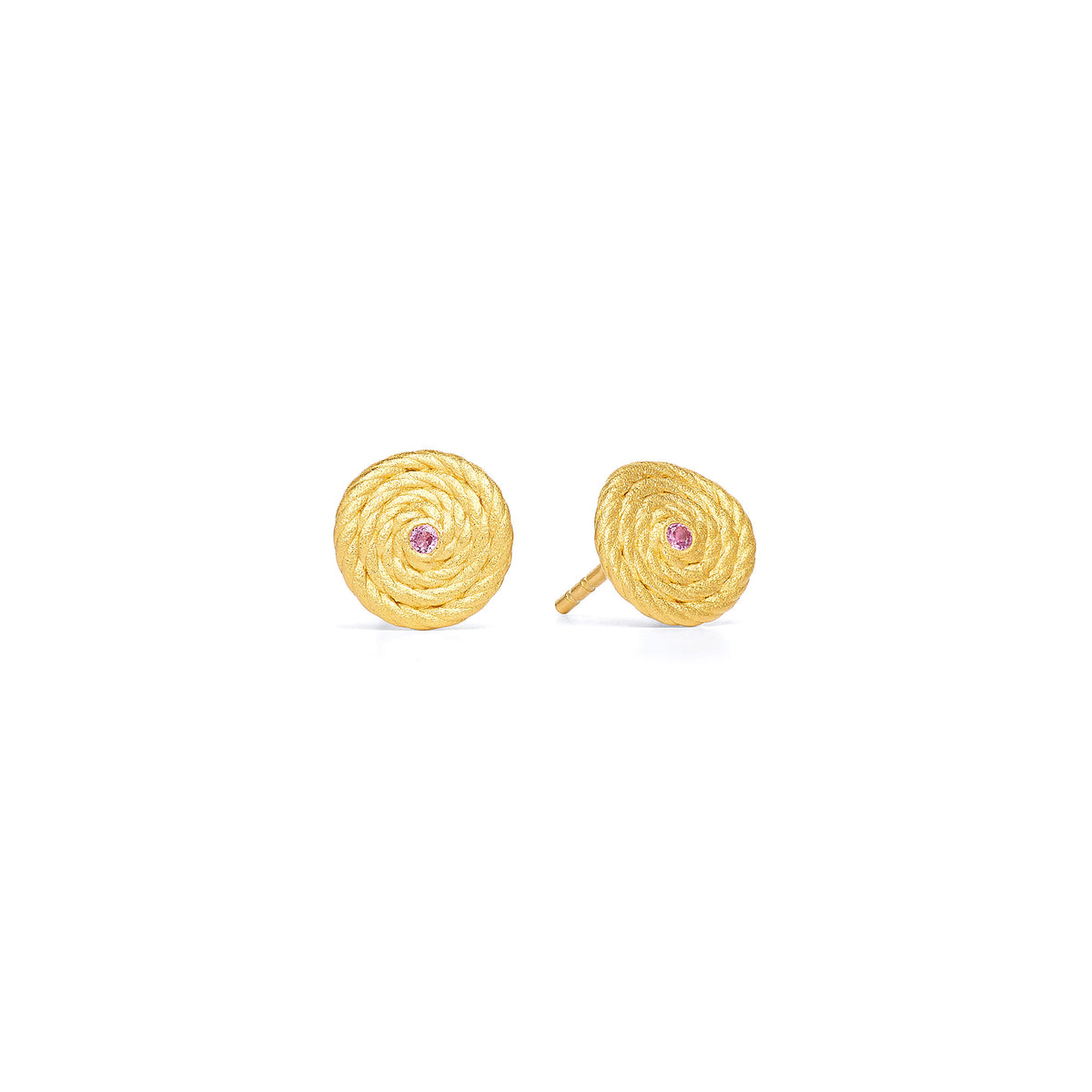 Ohrstecker Liani von BERND WOLF aus 24-Karat-goldplattiertem Sterlingsilber mit Turmalin pink, Designlinie Liana.