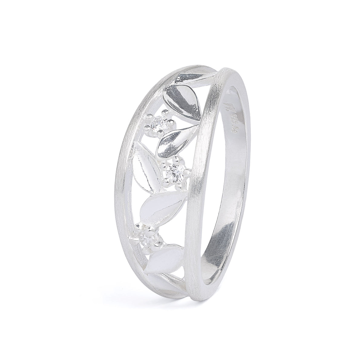 Ring Driluni von BERND WOLF aus 925er Sterlingsilber mit Zirkonia, Designlinie Leaves.