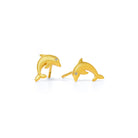 Ohrstecker Delfin von BERND WOLF aus 24-Karat-goldplattiertem Sterlingsilber mit Zirkonia, Designlinie Maritim.