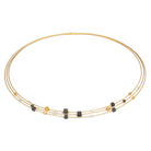 Collier Lacubella von BERND WOLF aus 24-Karat-goldplattiertem Sterlingsilber mit Hämatin matt, Designlinie Cubes.