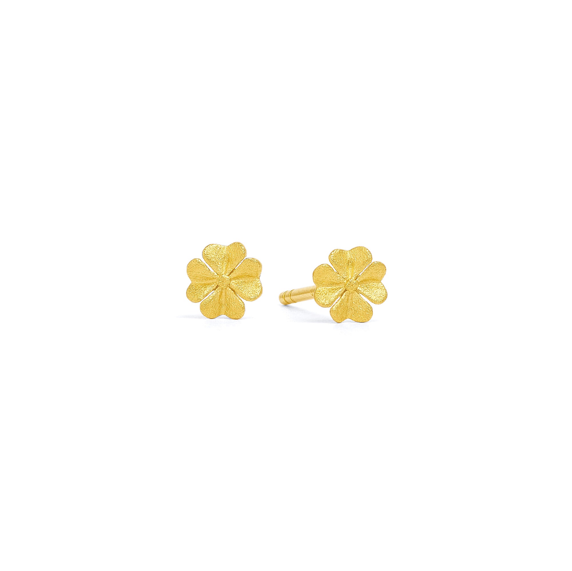 Ohrstecker Kleenimi von BERND WOLF aus 24-Karat-goldplattiertem Sterlingsilber, Designlinie Glücksbringer.