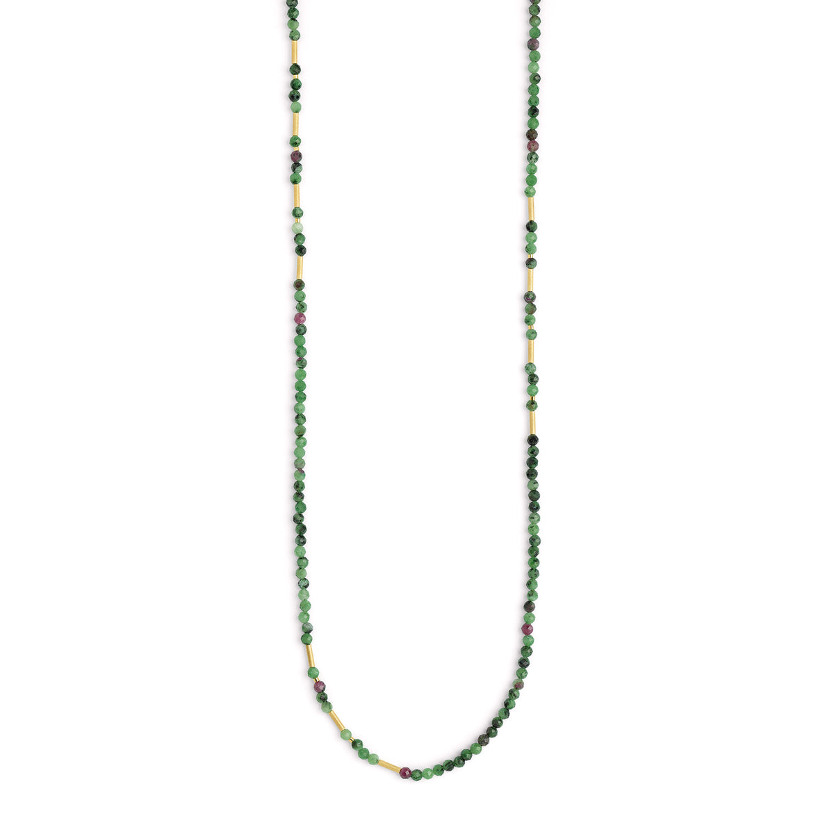 Halskette Landelon von BERND WOLF aus 24-Karat-goldplattiertem Sterlingsilber mit Rubin-Zoisit, Designlinie Cleopatra.