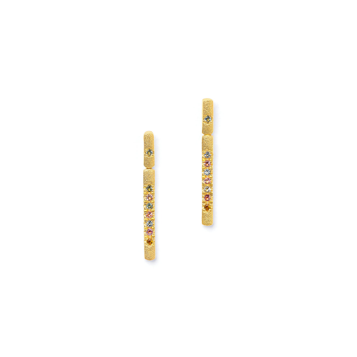 Ohrhänger Linea von BERND WOLF aus 24-Karat-goldplattiertem Sterlingsilber mit Turmalin, Designlinie Sentro.