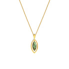 Kette mit Anhänger Marquisa von BERND WOLF aus 24-Karat-goldplattiertem Sterlingsilber mit Labradorit, Designlinie Navette.