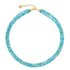 Halskette Cutrias von BERND WOLF aus 24-Karat-goldplattiertem Sterlingsilber mit Türkis blau, Designlinie Cubes.