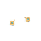 Ohrstecker Cubini von BERND WOLF aus 24-Karat-goldplattiertem Sterlingsilber mit Türkis blau, Designlinie Cubes.