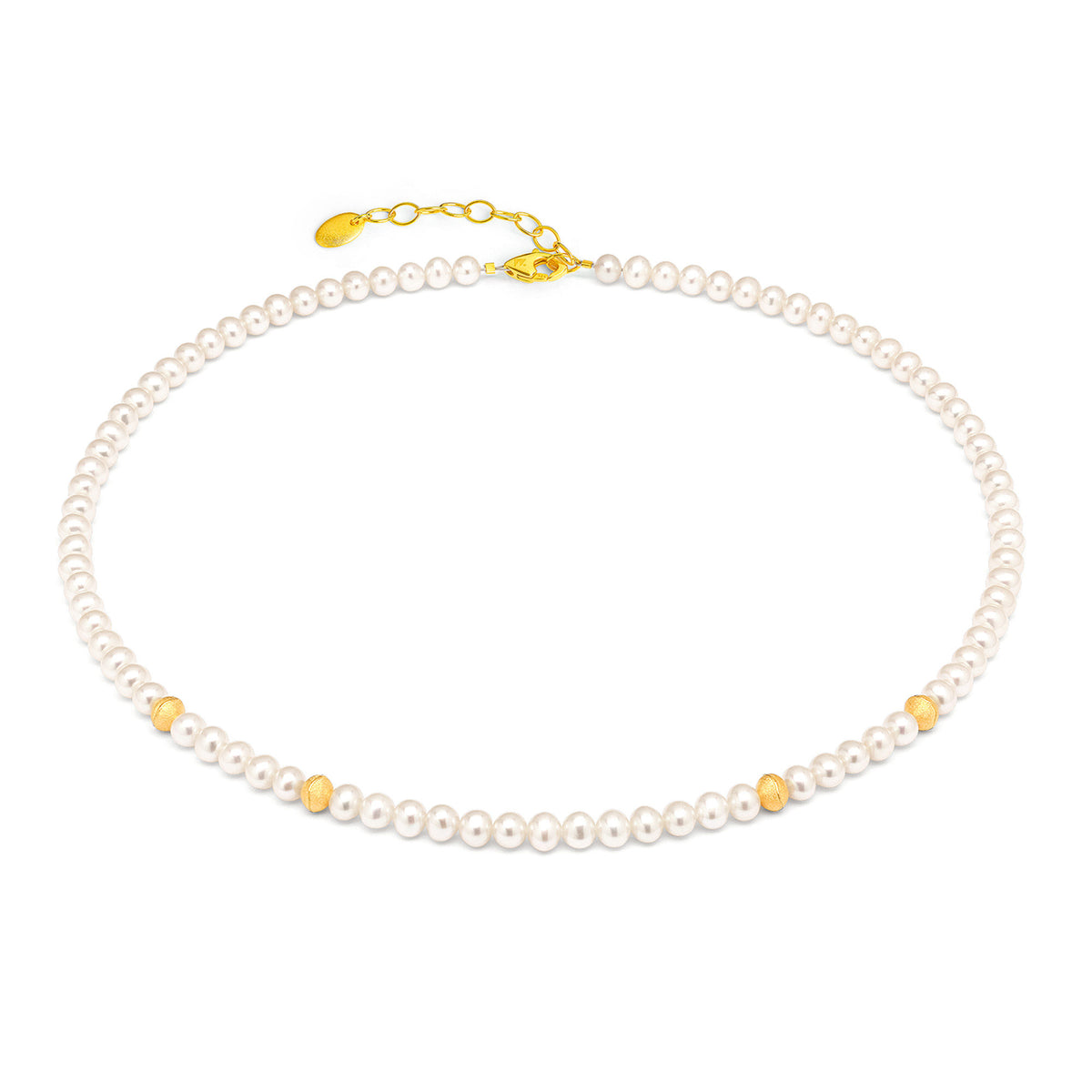 Halskette Laticia von BERND WOLF aus 24-Karat-goldplattiertem Sterlingsilber mit Süßwasserperle, Designlinie Specials.