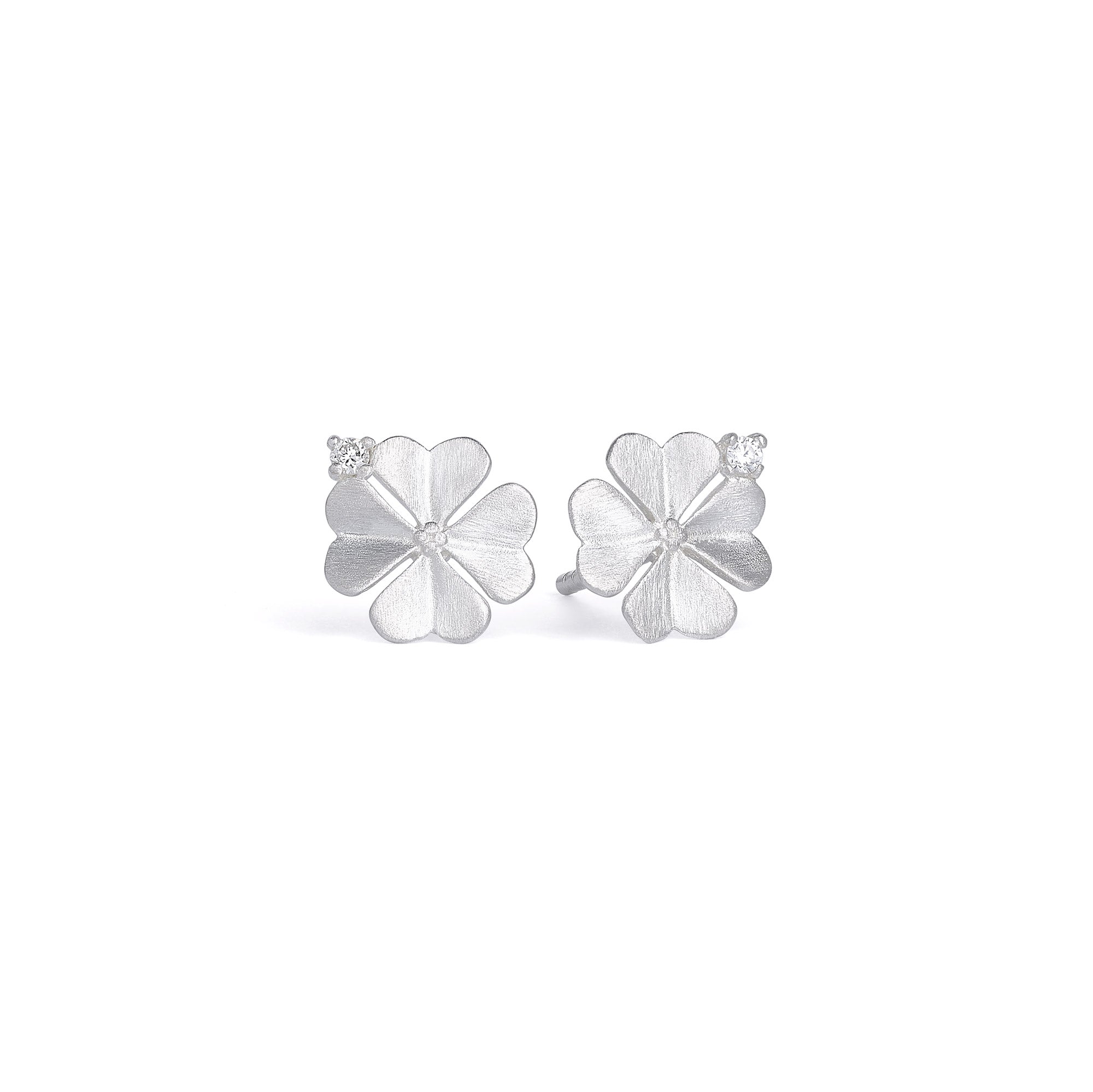 Ohrstecker Kleenias von BERND WOLF aus 925er Sterlingsilber mit Zirkonia, Designlinie Glücksbringer.