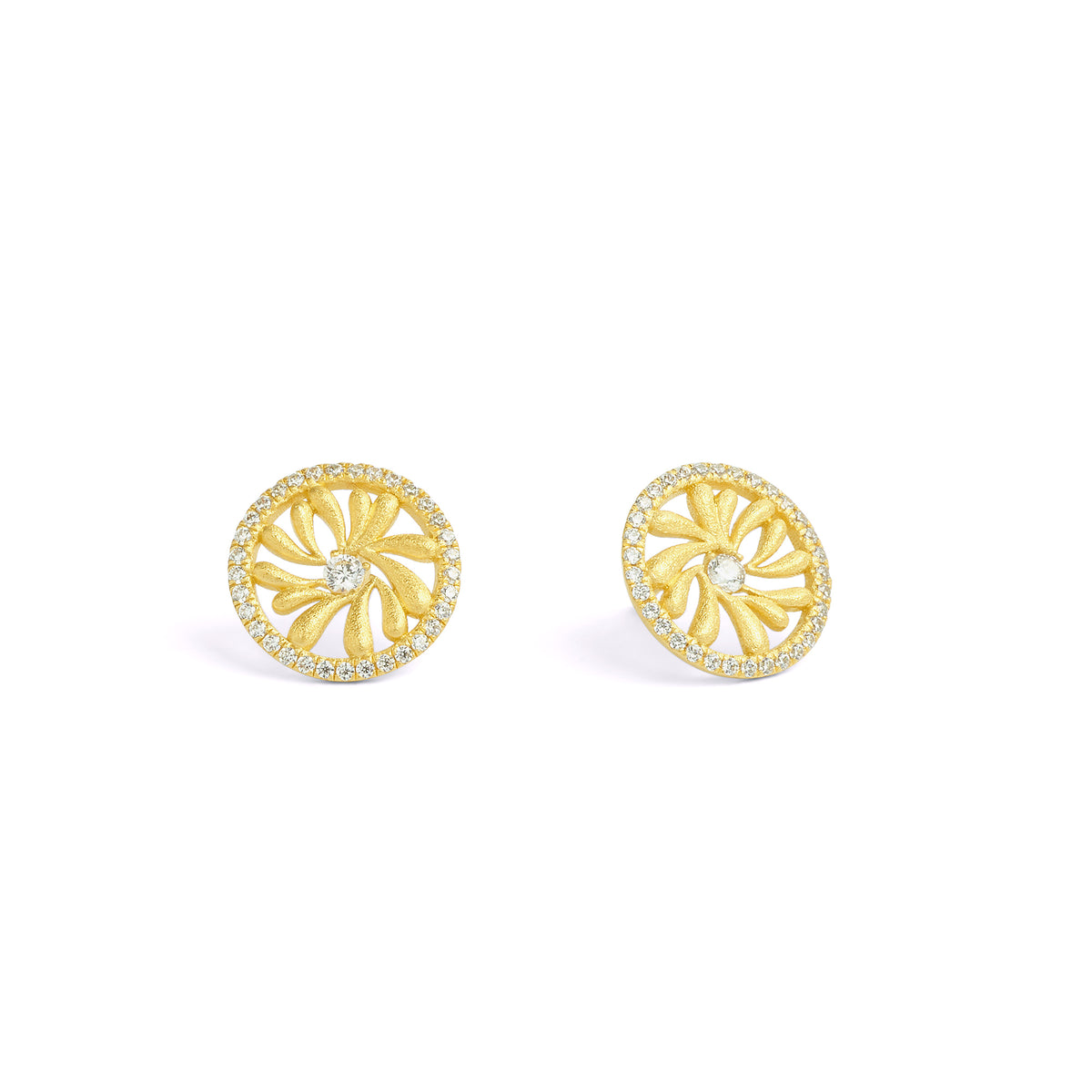 Ohrstecker Aquarose von BERND WOLF aus 24-Karat-goldplattiertem Sterlingsilber mit Zirkonia, Designlinie Aquarose.