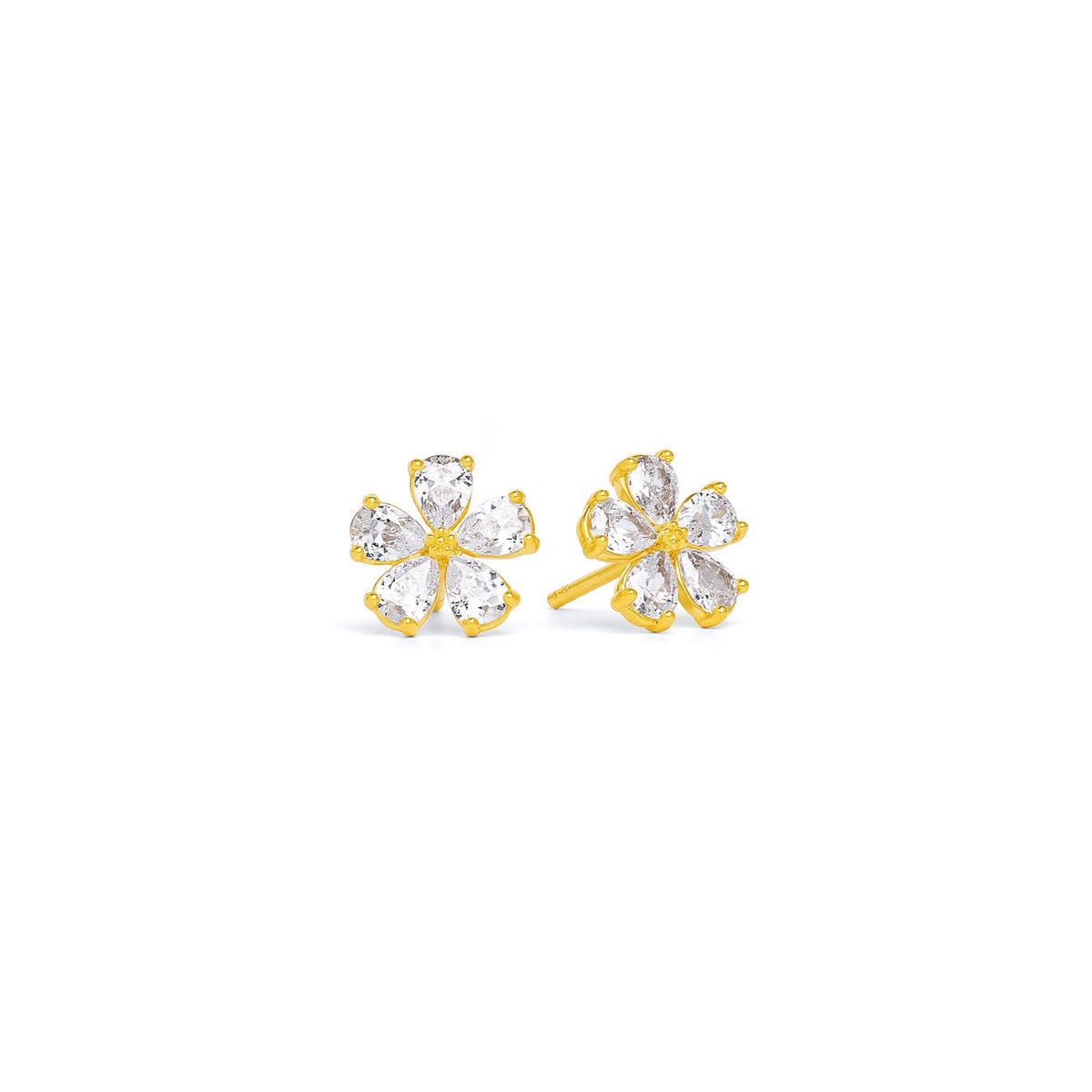 Ohrstecker Marga von BERND WOLF aus 24-Karat-goldplattiertem Sterlingsilber mit Zirkonia, Designlinie Flowertimes.