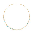 Collier Lacusenia von BERND WOLF aus 24-Karat-goldplattiertem Sterlingsilber mit Türkis blau, Designlinie Cubes.