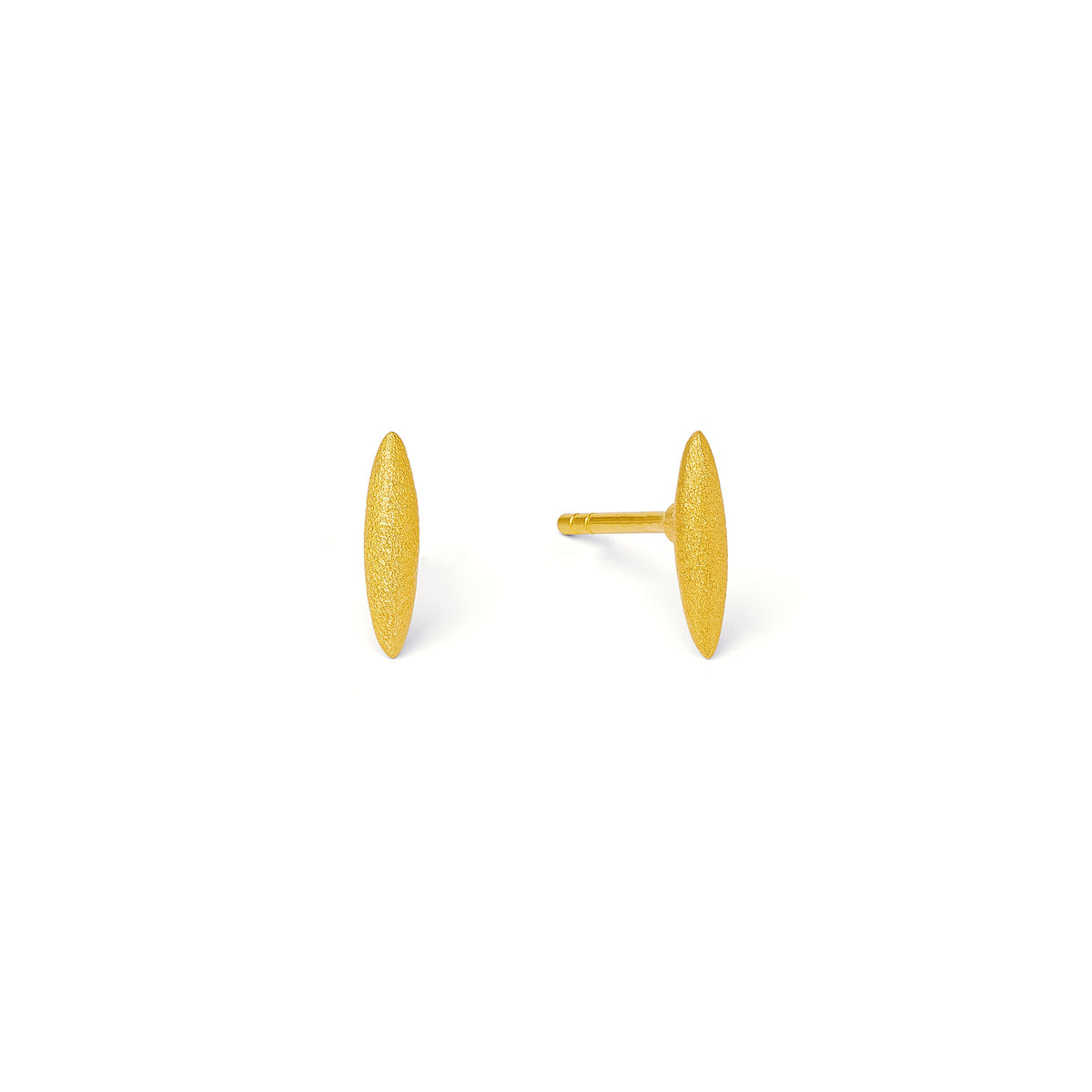 Ohrstecker Venisolis von BERND WOLF aus 24-Karat-goldplattiertem Sterlingsilber, Designlinie Navette.