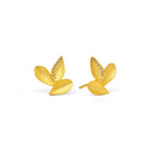 Ohrstecker Fedri von BERND WOLF aus 24-Karat-goldplattiertem Sterlingsilber mit Zirkonia, Designlinie Feather.