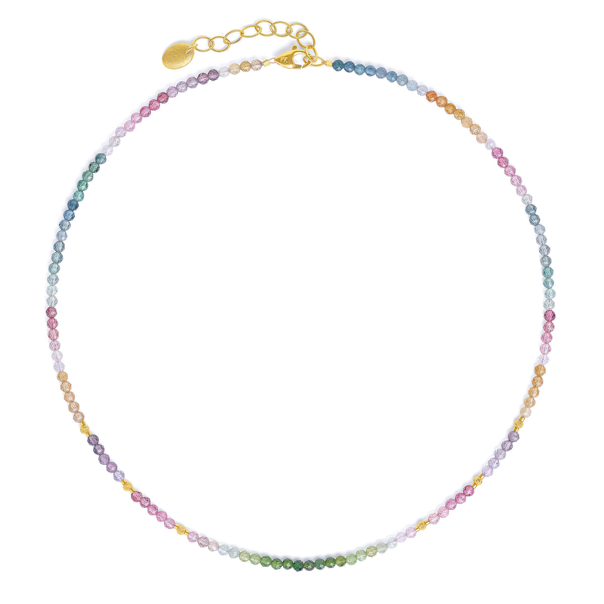 Kette mit Anhänger Rainbow von BERND WOLF aus 24-Karat-goldplattiertem Sterlingsilber mit Turmalin, Designlinie Cleopatra.