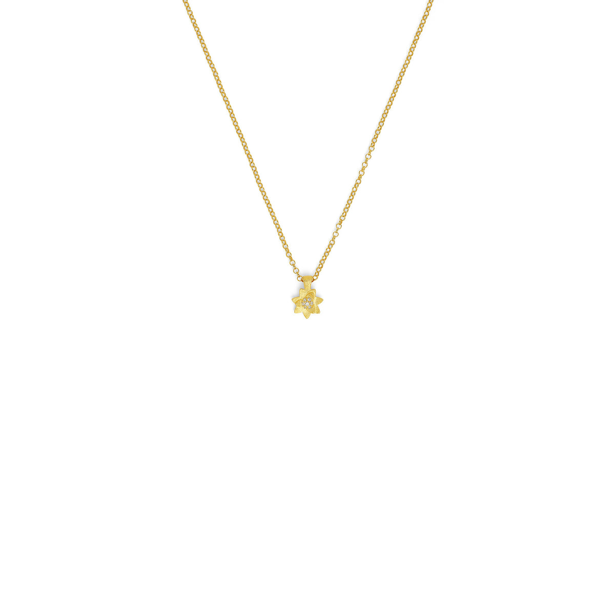 Kette mit Anhänger Hortina von BERND WOLF aus 24-Karat-goldplattiertem Sterlingsilber mit Zirkonia, Designlinie Hortensia.