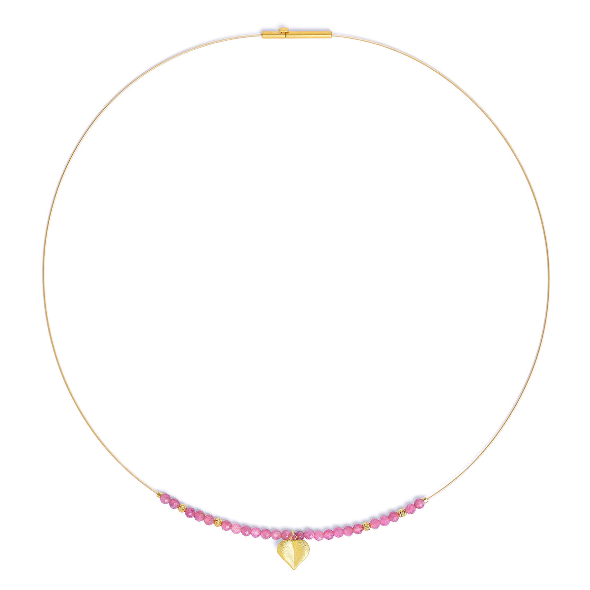 Collier Coransa von BERND WOLF aus 24-Karat-goldplattiertem Sterlingsilber mit Turmalin pink, Designlinie Love.
