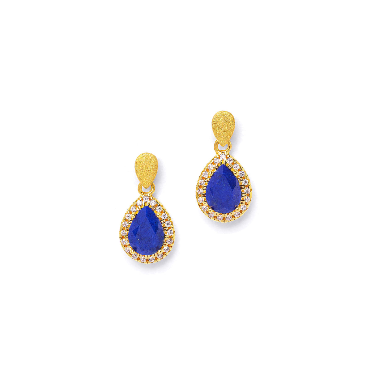 Ohrhänger Antoinette von BERND WOLF aus 24-Karat-goldplattiertem Sterlingsilber mit Lapislazuli, Designlinie Aqua.