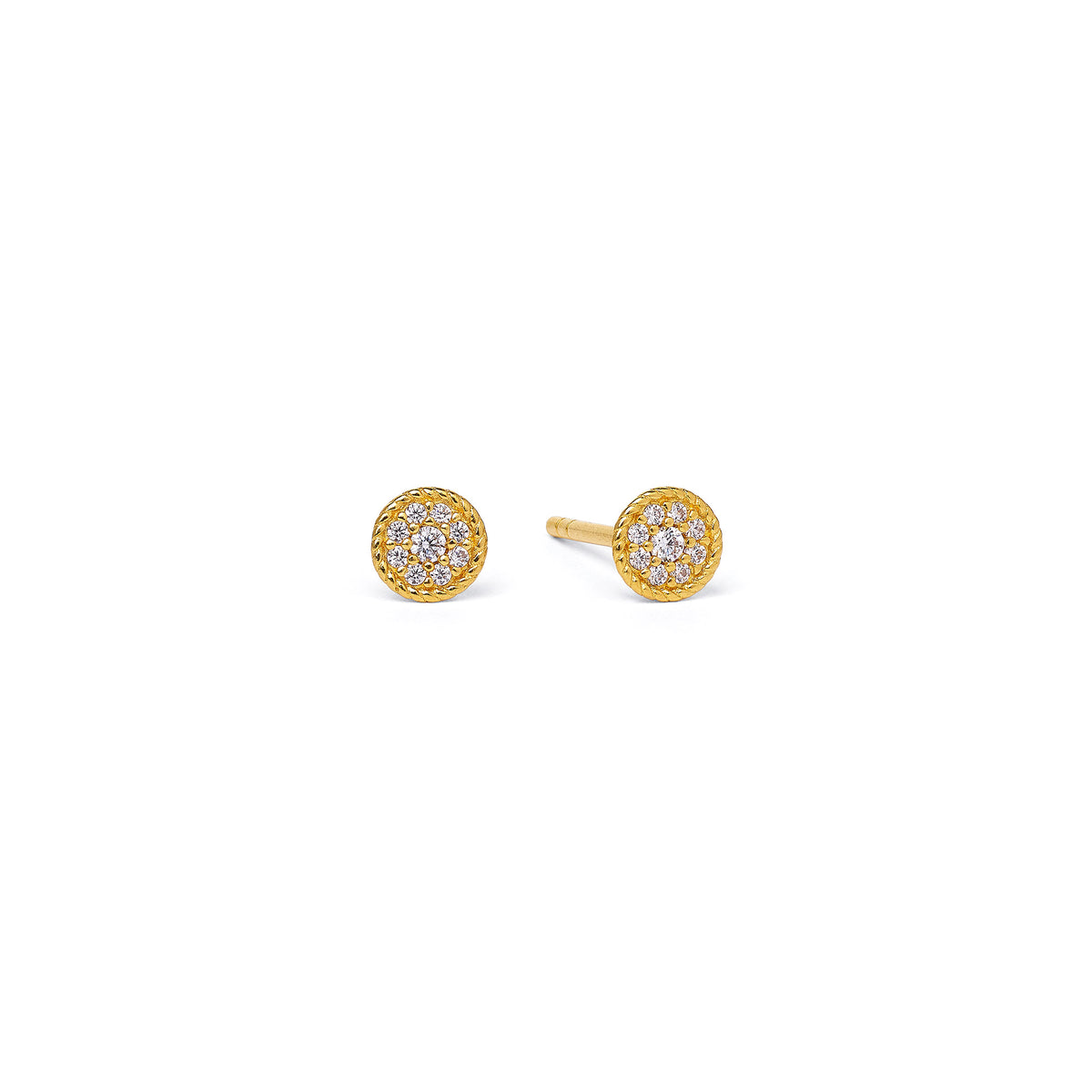 Ohrstecker Verini von BERND WOLF aus 24-Karat-goldplattiertem Sterlingsilber mit Zirkonia, Designlinie Sparkling Pavé.