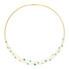 Collier Cubetinos von BERND WOLF aus 24-Karat-goldplattiertem Sterlingsilber mit Türkis blau, Designlinie Cubes.