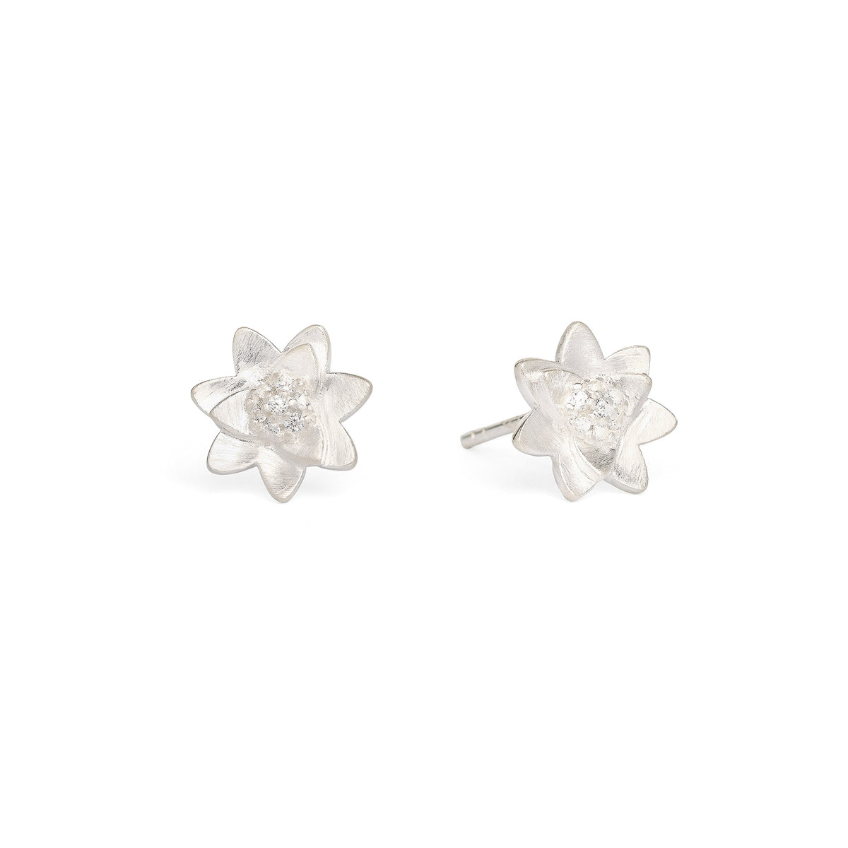 Ohrstecker Hortina von BERND WOLF aus 925er Sterlingsilber mit Zirkonia, Designlinie Hortensia.