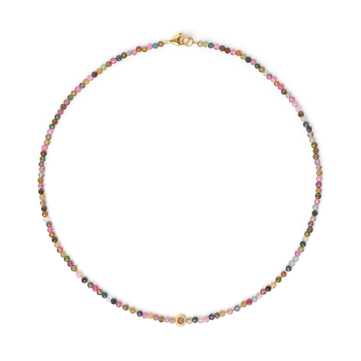 Halskette Umini von BERND WOLF aus 24-Karat-goldplattiertem Sterlingsilber mit Turmalin, Designlinie Cleopatra.