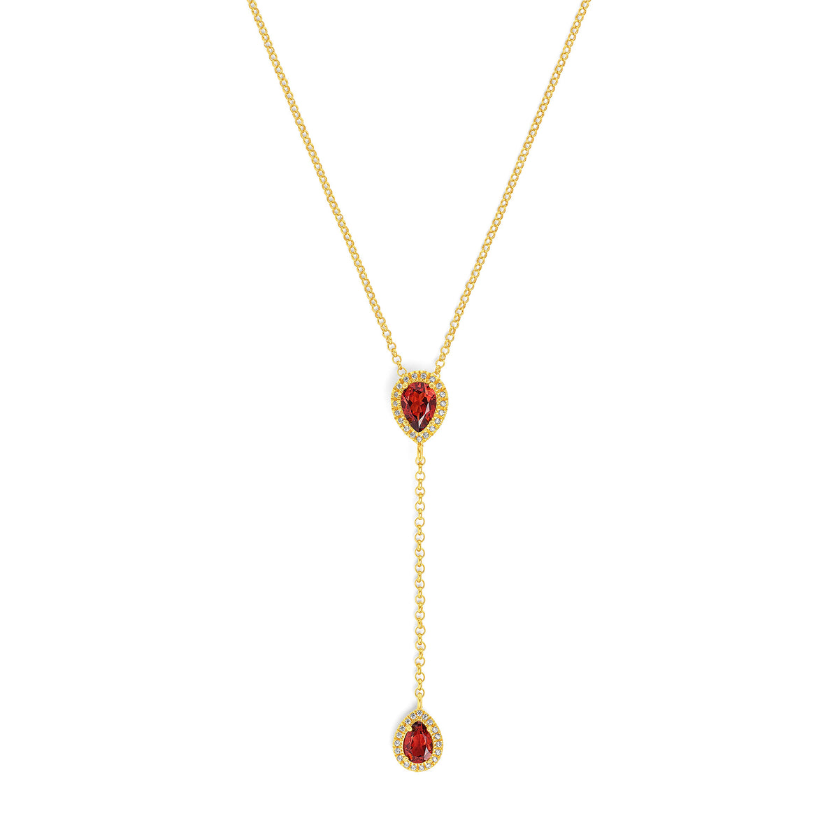 Kette mit Anhänger Yantona von BERND WOLF aus 24-Karat-goldplattiertem Sterlingsilber mit Granat, Designlinie Aqua.