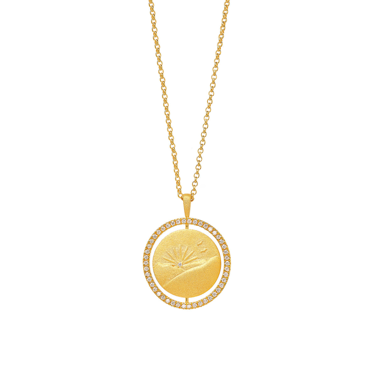 Kette mit Anhänger Somo von BERND WOLF aus 24-Karat-goldplattiertem Sterlingsilber mit Zirkonia, Designlinie Sun&Moon.