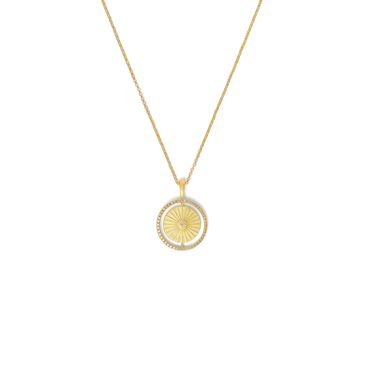Kette mit Anhänger Sun von BERND WOLF aus 24-Karat-goldplattiertem Sterlingsilber mit Zirkonia, Designlinie Sun&Moon.