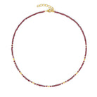 Halskette Cuseva von BERND WOLF aus 24-Karat-goldplattiertem Sterlingsilber mit Granat, Designlinie Cubes.