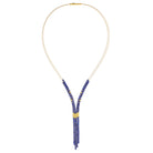 Y-Collier Yacusa von BERND WOLF aus 24-Karat-goldplattiertem Sterlingsilber mit Lapislazuli, Designlinie Cubes.