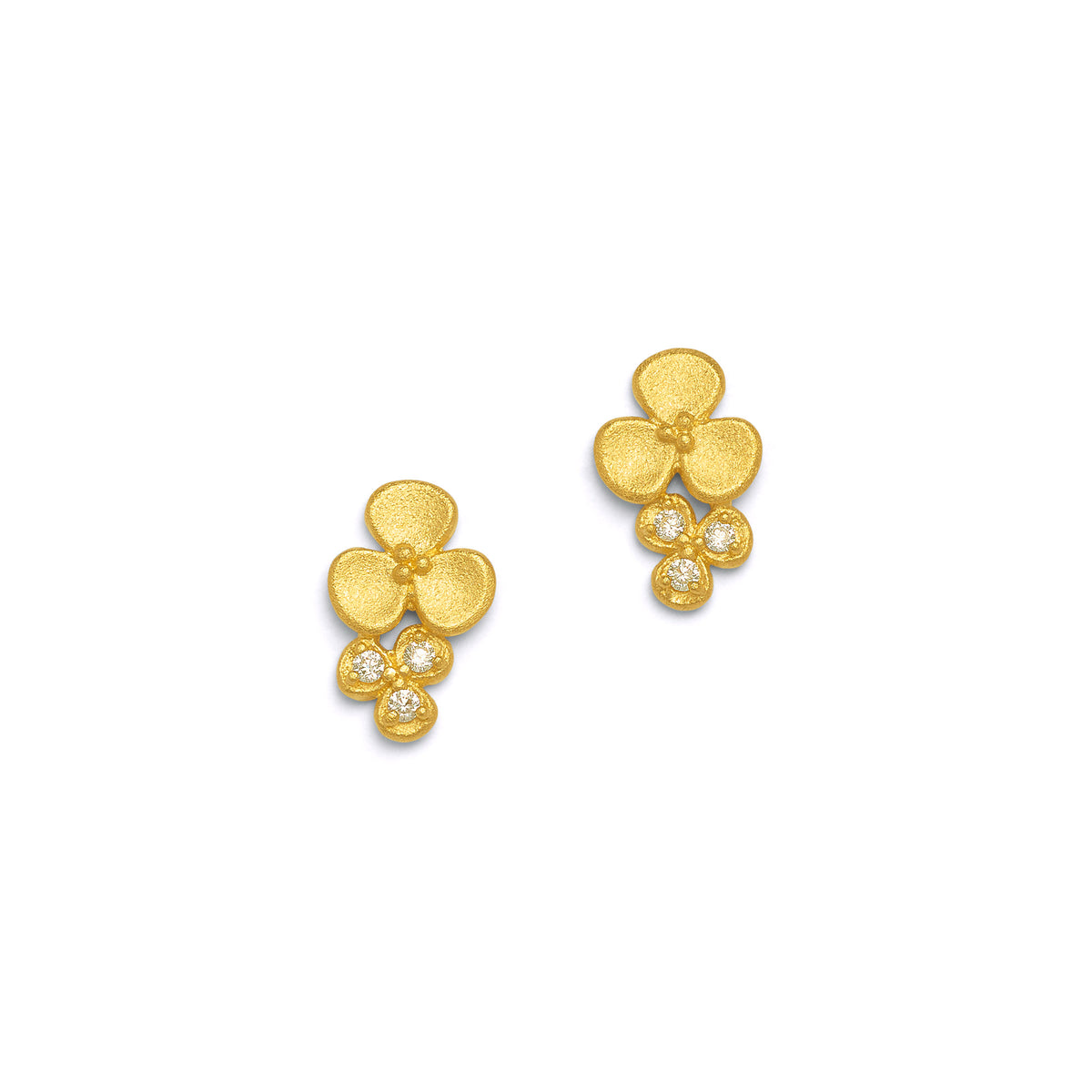 Ohrstecker Celia von BERND WOLF aus 24-Karat-goldplattiertem Sterlingsilber mit Zirkonia, Designlinie Flowertimes.