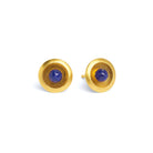 Ohrstecker Varenas von BERND WOLF aus 24-Karat-goldplattiertem Sterlingsilber mit Lapislazuli, Designlinie Navette.