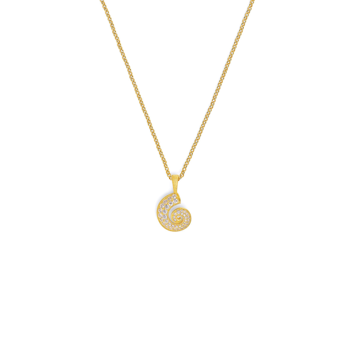 Kette mit Anhänger Escala von BERND WOLF aus 24-Karat-goldplattiertem Sterlingsilber mit Zirkonia, Designlinie Maritim.