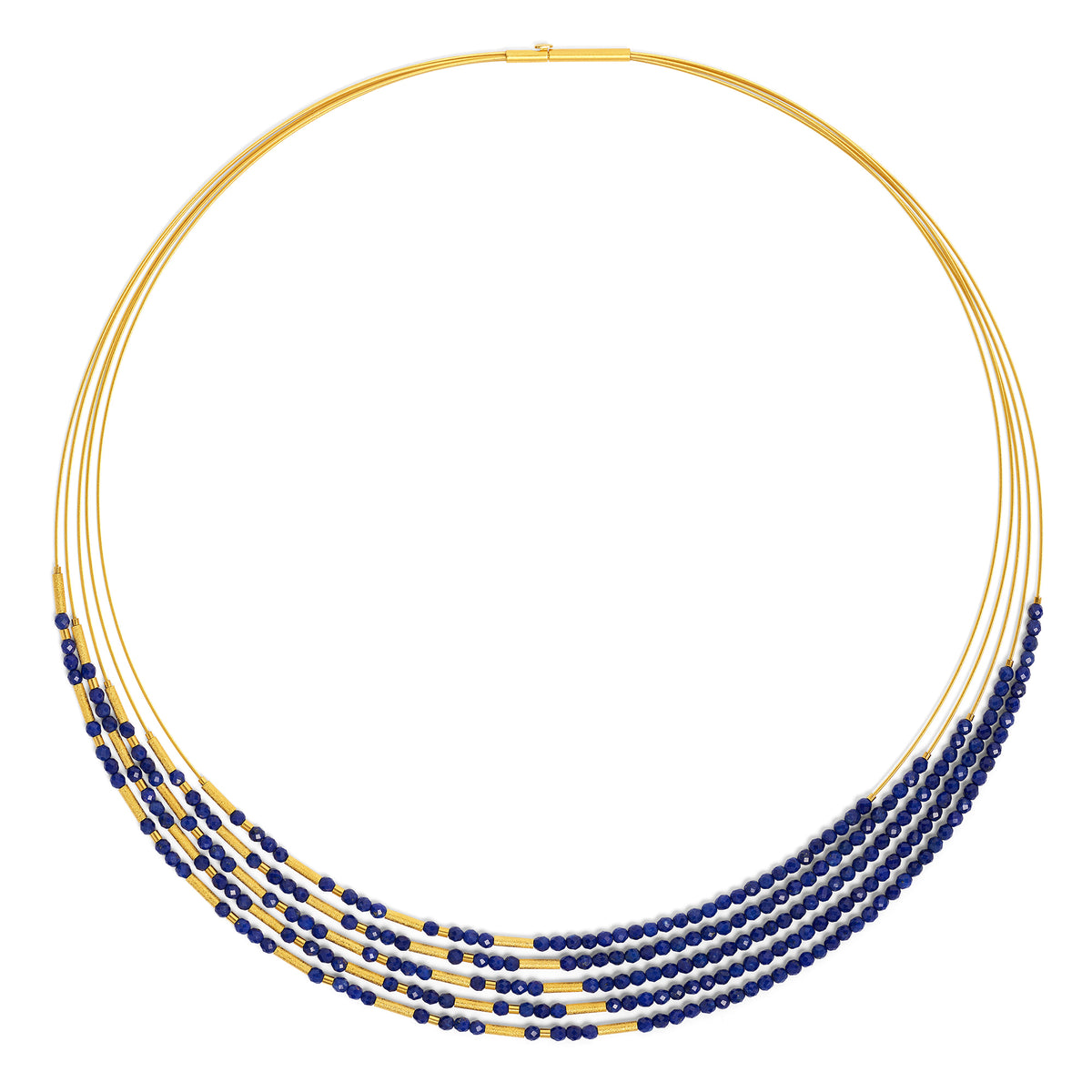 Collier Cliamo von BERND WOLF aus 24-Karat-goldplattiertem Sterlingsilber mit Lapislazuli, Designlinie Cleopatra.
