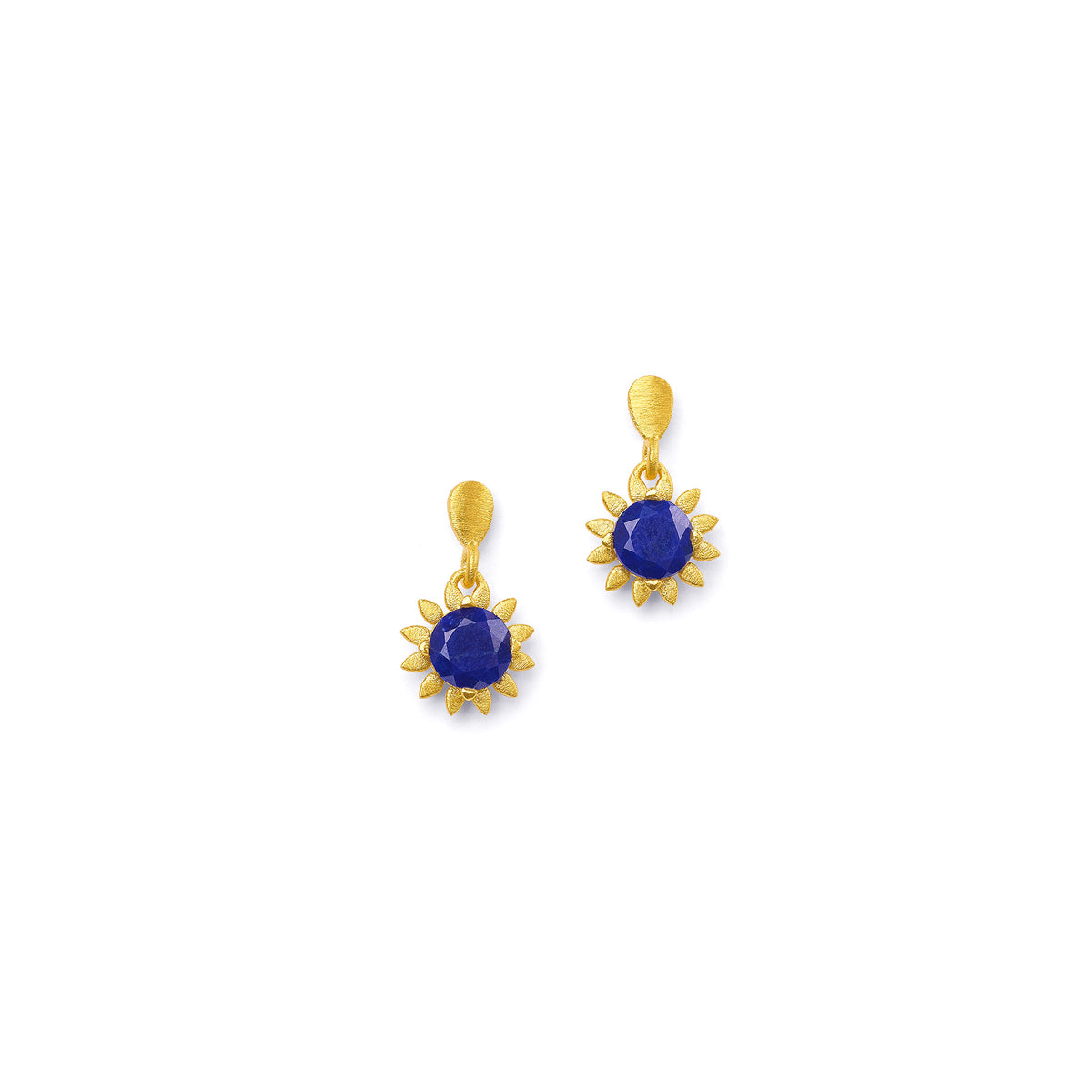 Ohrhänger Soleil von BERND WOLF aus 24-Karat-goldplattiertem Sterlingsilber mit Lapislazuli, Designlinie Soleil.