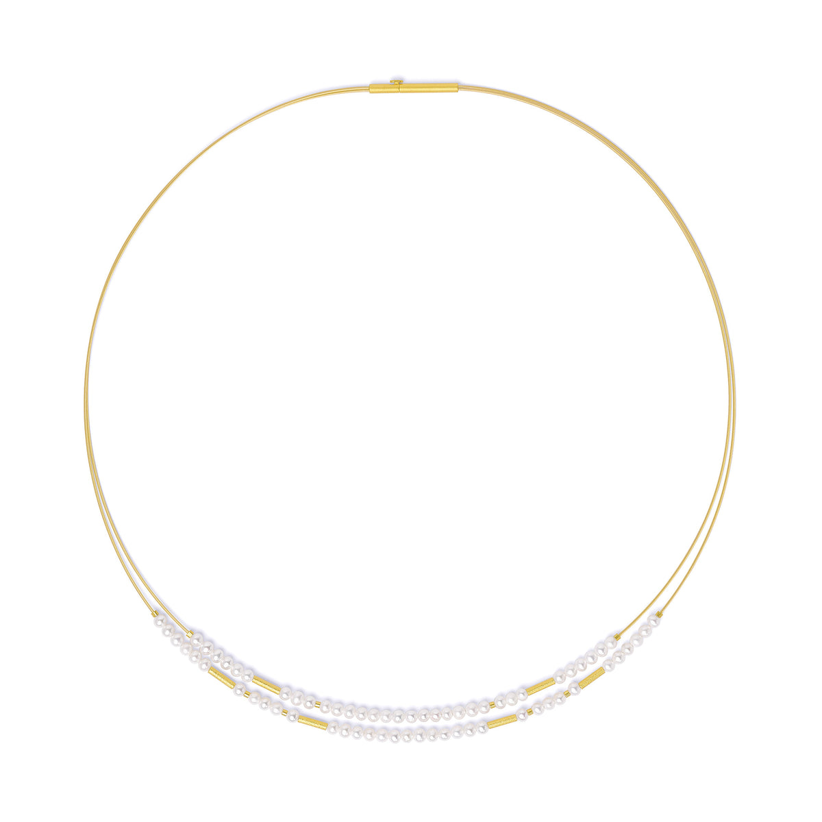 Collier Cli von BERND WOLF aus 24-Karat-goldplattiertem Sterlingsilber mit Süßwasserperle, Designlinie Cleopatra.