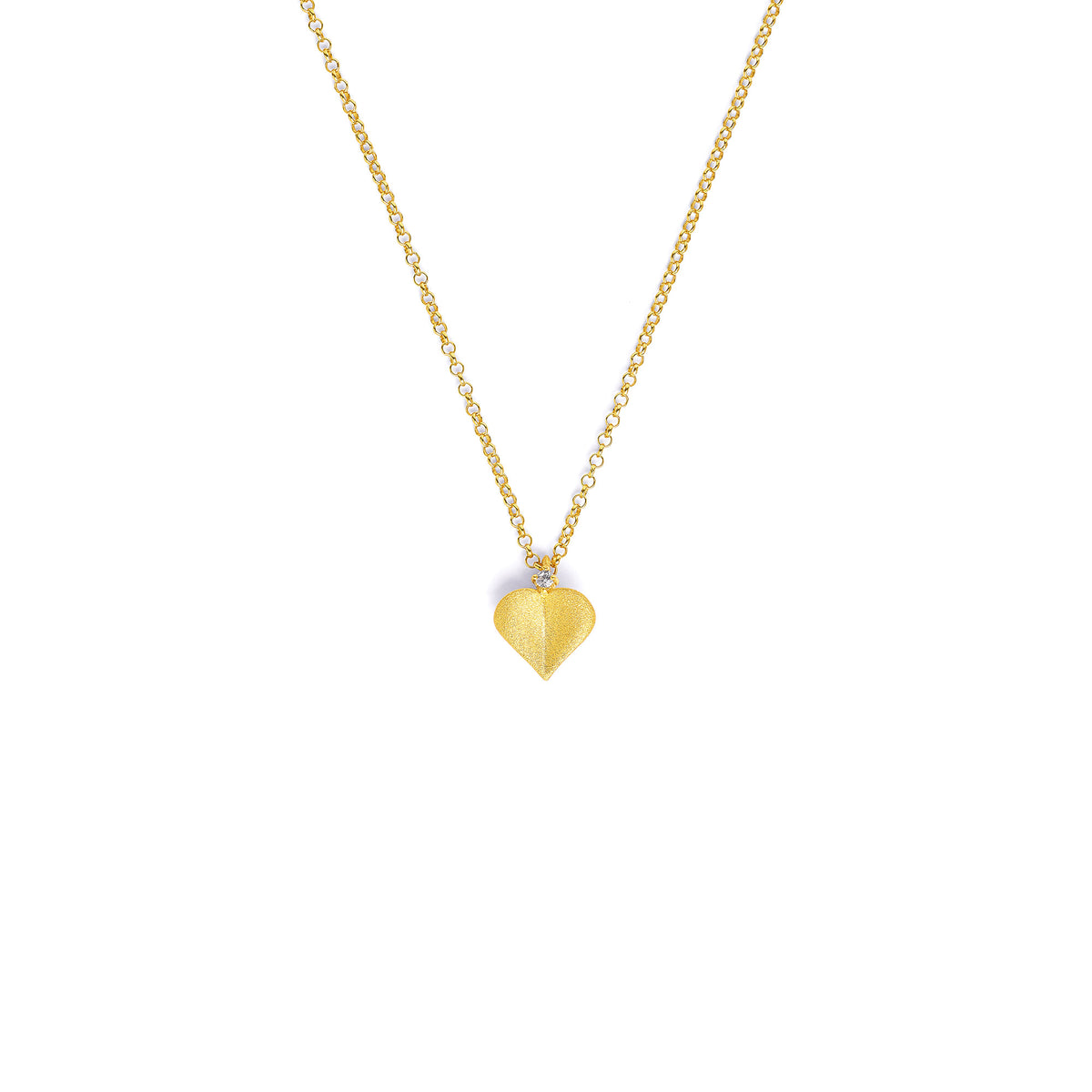 Kette mit Anhänger Corasino von BERND WOLF aus 24-Karat-goldplattiertem Sterlingsilber mit Zirkonia, Designlinie Love.