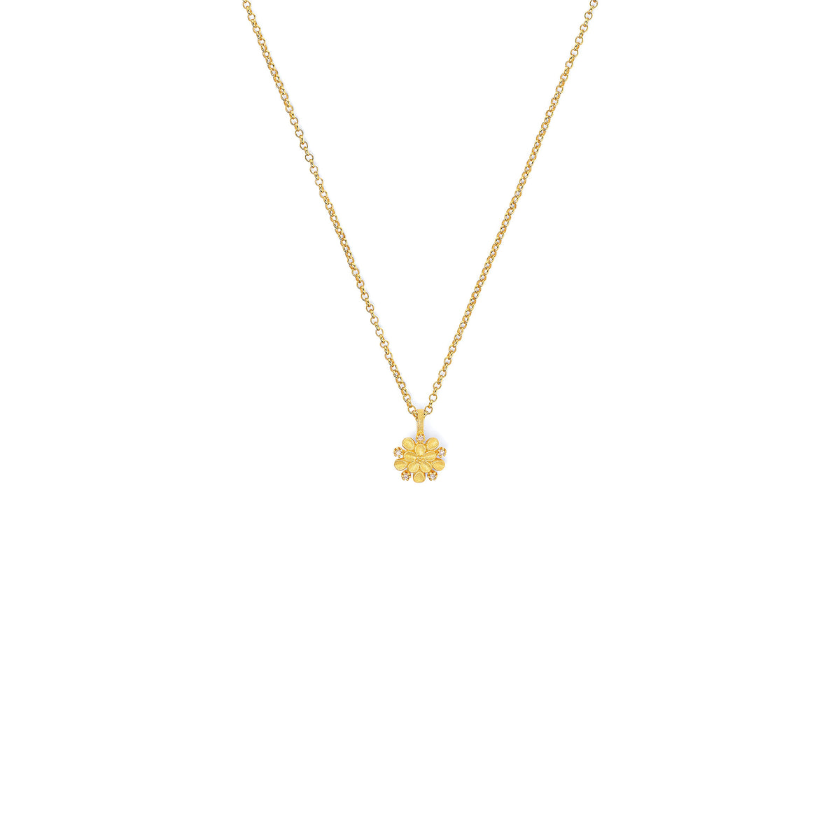 Kette mit Anhänger Cerisa von BERND WOLF aus 24-Karat-goldplattiertem Sterlingsilber mit Zirkonia, Designlinie Flowertimes.