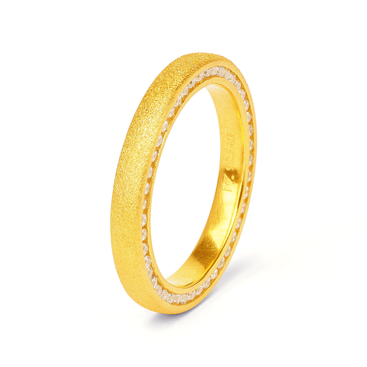 Ring Sidekick von BERND WOLF aus 24-Karat-goldplattiertem Sterlingsilber mit Zirkonia, Designlinie Basics.