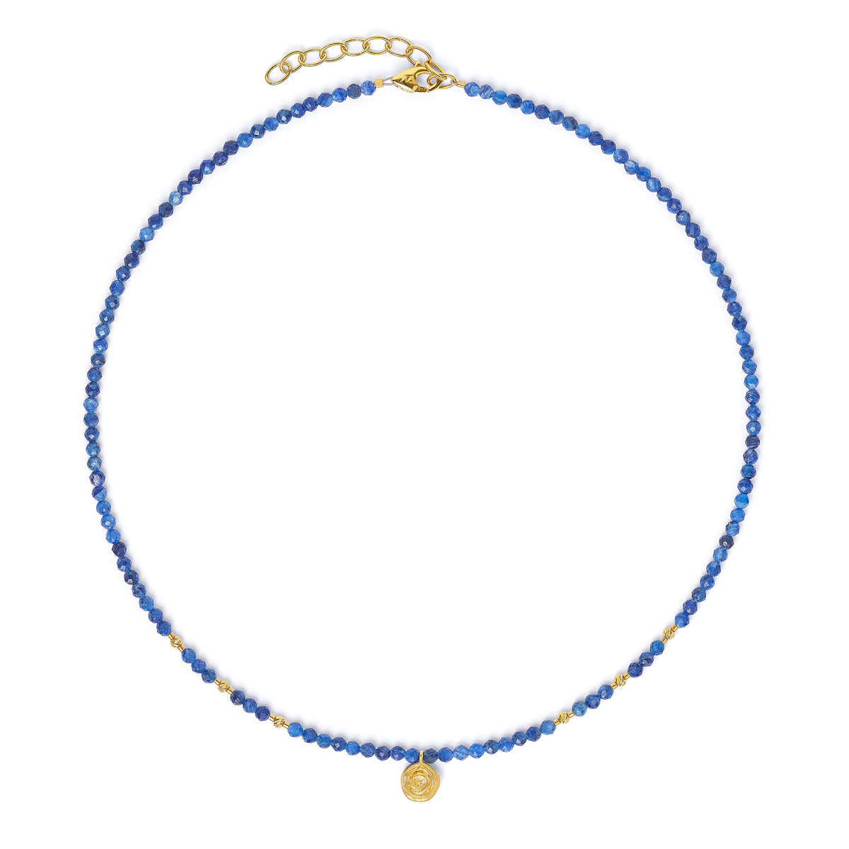 Halskette Rosemarie von BERND WOLF aus 24-Karat-goldplattiertem Sterlingsilber mit Kyanit, Designlinie Rose.