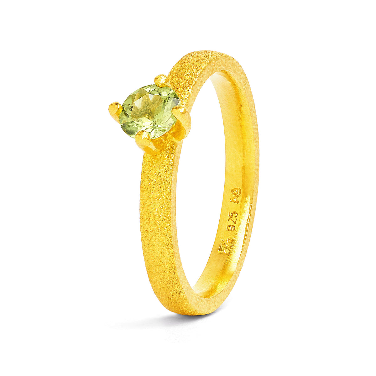 Ring Brilliani von BERND WOLF aus 24-Karat-goldplattiertem Sterlingsilber mit Peridot, Designlinie Brilliana.