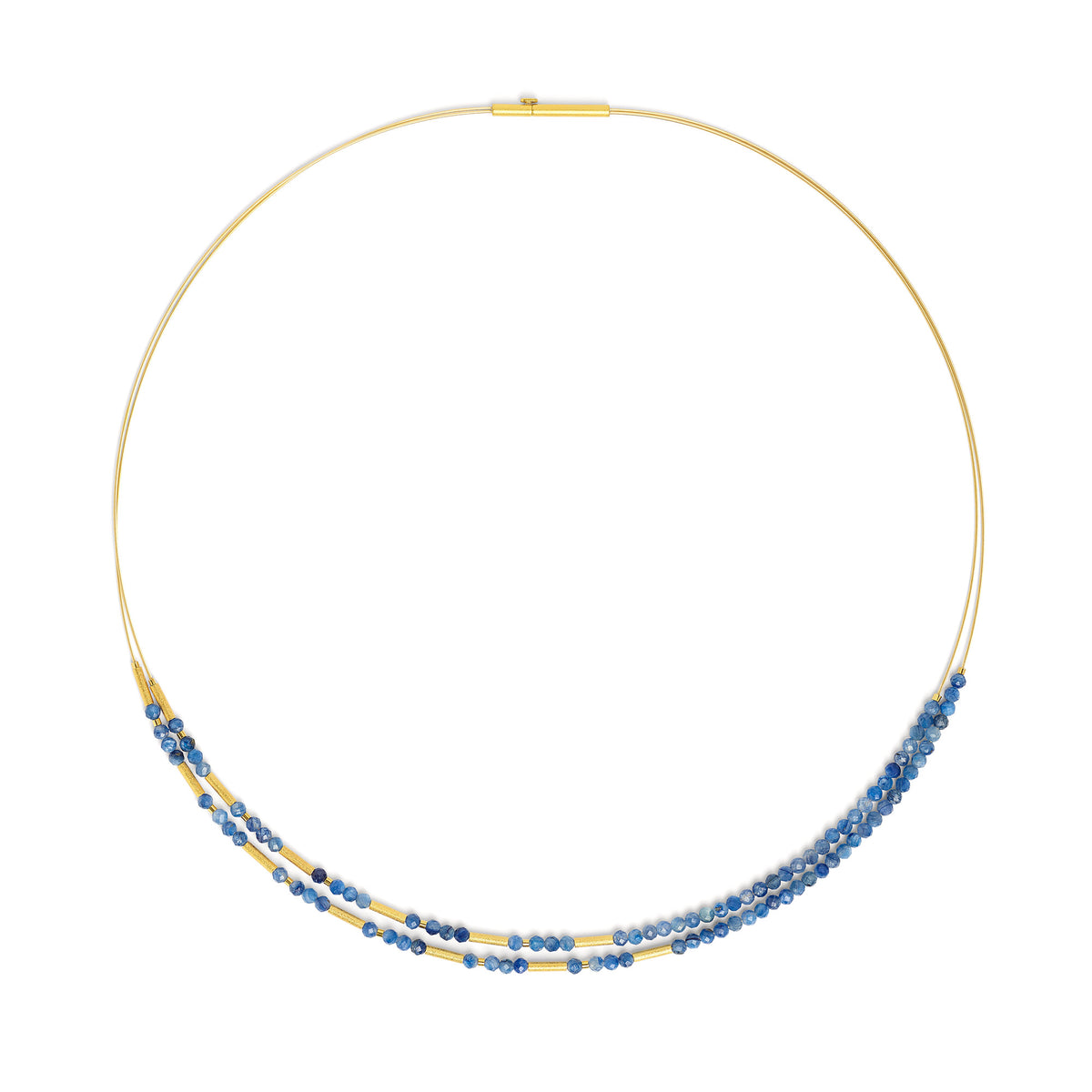 Collier Clinni von BERND WOLF aus 24-Karat-goldplattiertem Sterlingsilber mit Kyanit, Designlinie Cleopatra.
