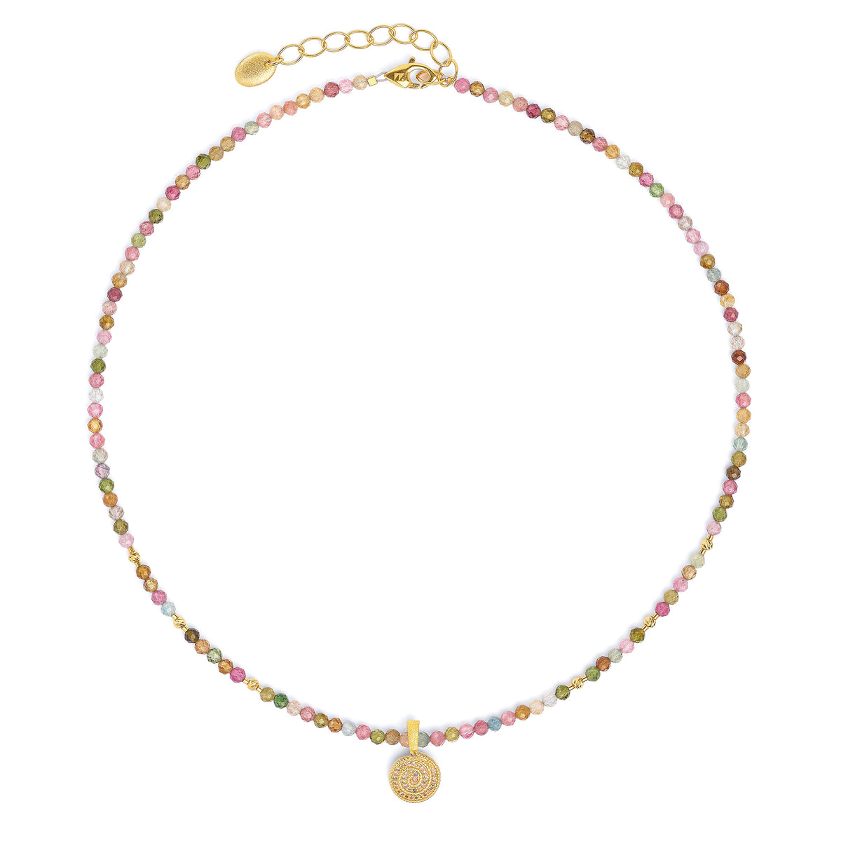 Halskette Spilena von BERND WOLF aus 24-Karat-goldplattiertem Sterlingsilber mit Turmalin, Designlinie Maritim.