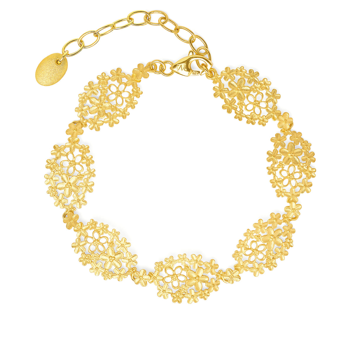 Armkette Bouquando von BERND WOLF aus 24-Karat-goldplattiertem Sterlingsilber, Designlinie Flowertimes.