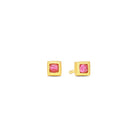 Ohrstecker Cusi von BERND WOLF aus 24-Karat-goldplattiertem Sterlingsilber mit Turmalin pink, Designlinie Cubes.