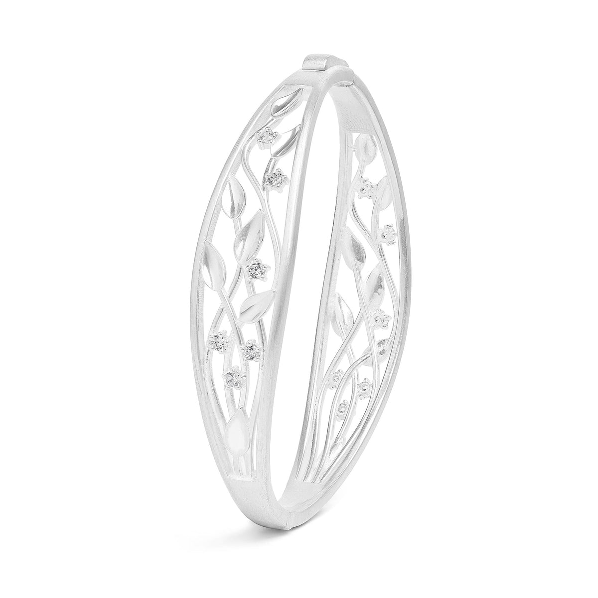 Armreif Driluna von BERND WOLF aus 925er Sterlingsilber mit Zirkonia, Designlinie Leaves.