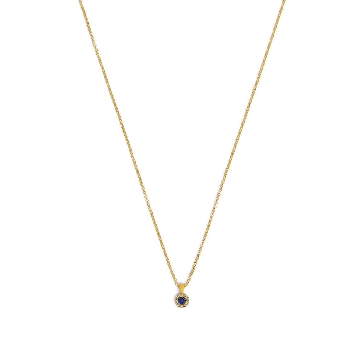 Kette mit Anhänger Arenia von BERND WOLF aus 24-Karat-goldplattiertem Sterlingsilber mit Lapislazuli, Designlinie Sparkling Pavé.