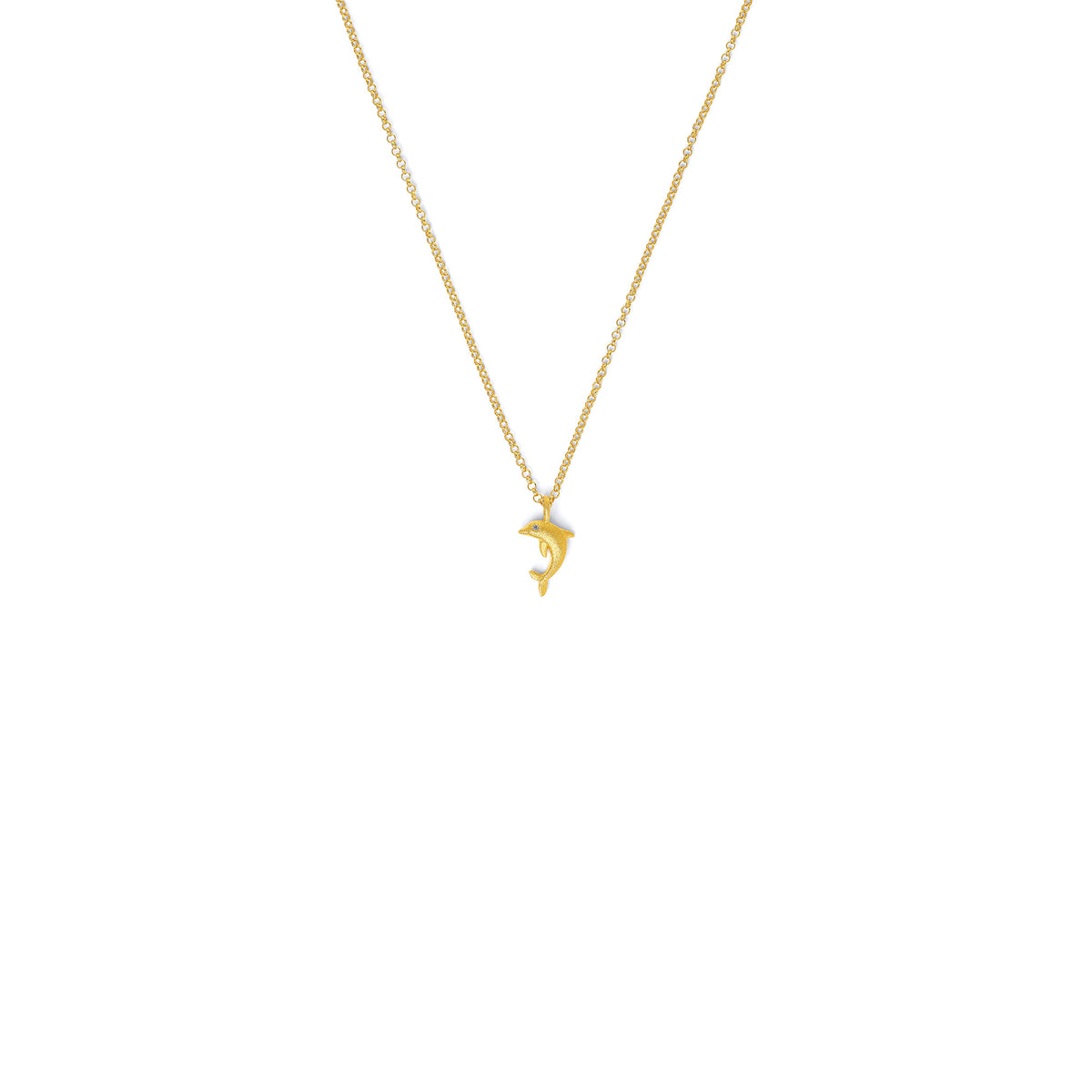Kette mit Anhänger Delfini von BERND WOLF aus 24-Karat-goldplattiertem Sterlingsilber mit Zirkonia, Designlinie Maritim.