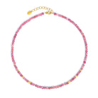 Halskette Fabella von BERND WOLF aus 24-Karat-goldplattiertem Sterlingsilber mit Turmalin pink, Designlinie Cubes.