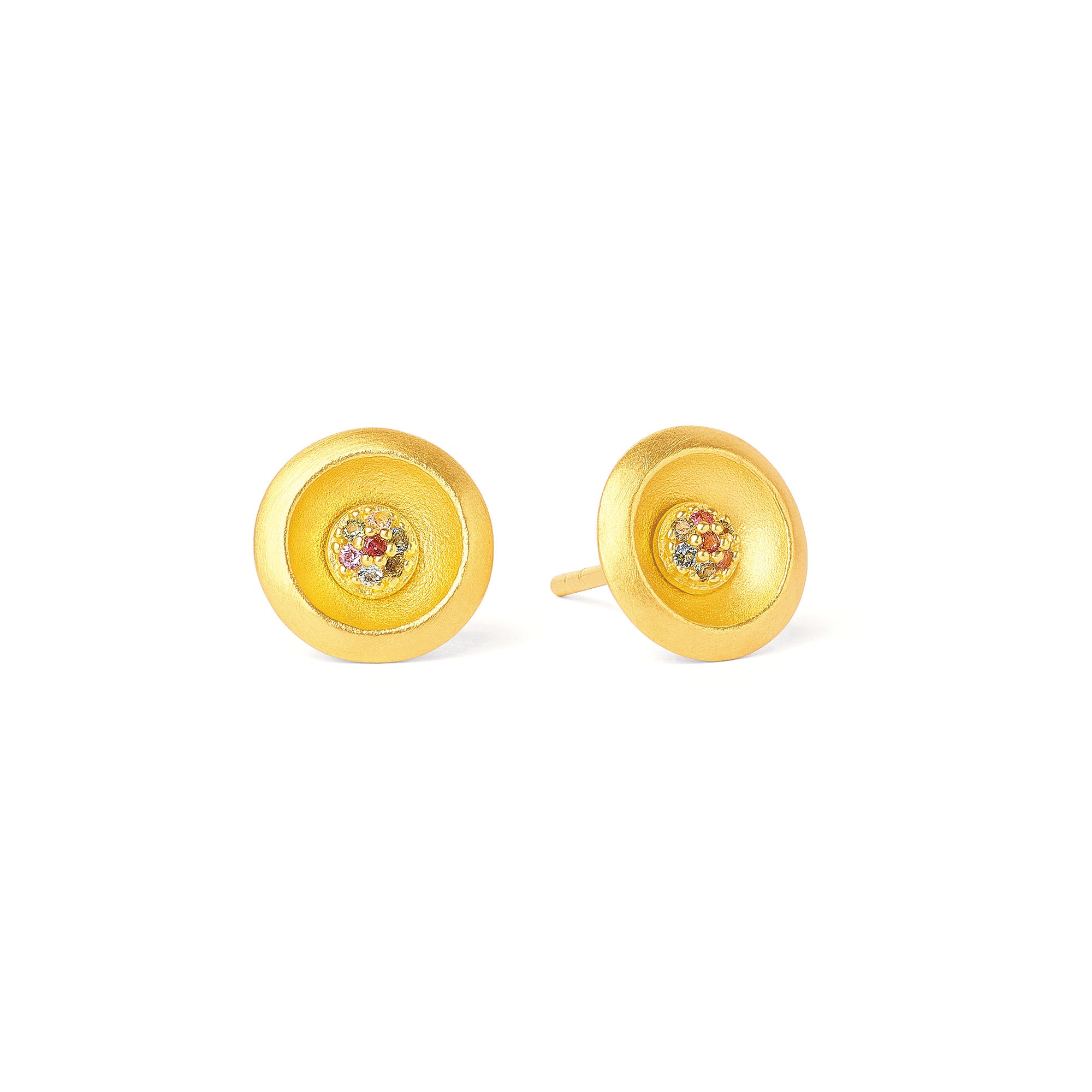 Ohrstecker Giavarena von BERND WOLF aus 24-Karat-goldplattiertem Sterlingsilber mit Turmalin, Designlinie Basics.